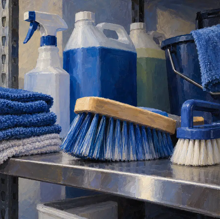 Illustration of cleaning businesses equipment and workspace