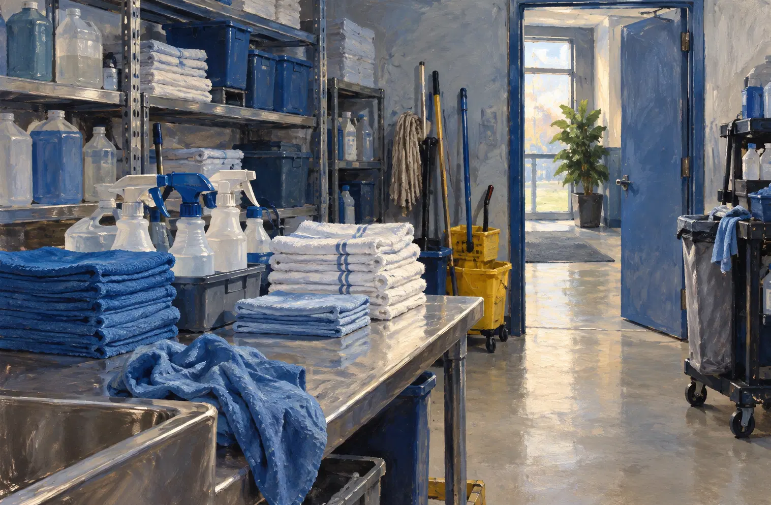 Illustration of cleaning businesses and their working space